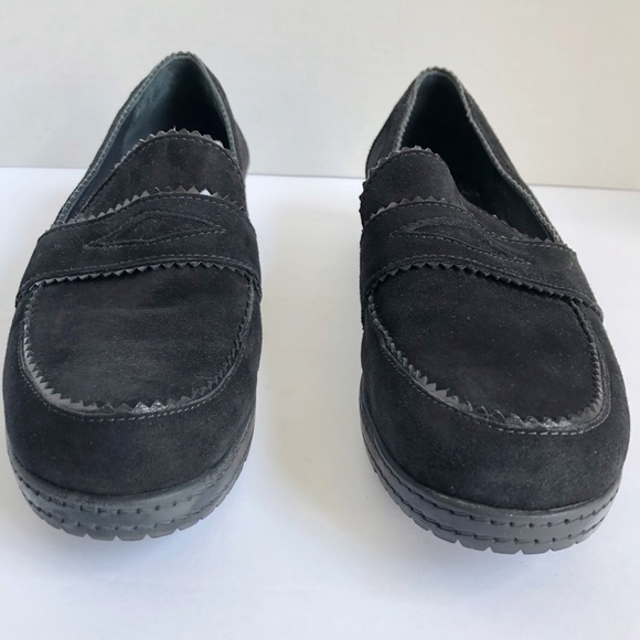 STUART WEITZMAN Loafers Black Suede Schooldays Penny Chunky oxfords platforms - Picture 13 of 16